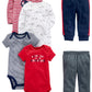 Simple Joys Baby Boys 6 piece Little Character sets Sleepwear, Red/Navy Bear, 0-3 Months