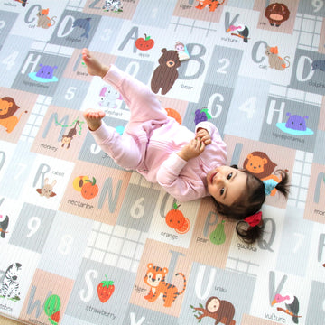 Cushmat Stylish Reversible Foam Play Mat (Large, Tropical Safari - Crystals Char) - Soft, Waterproof, Durable Play Mat For Infan