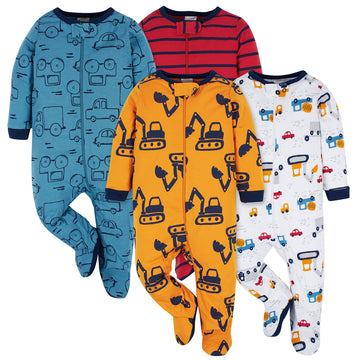 Onesies Brand Baby Boys' 4-Pack Sleep 'N Play Footies, Truck, 3-6 Months