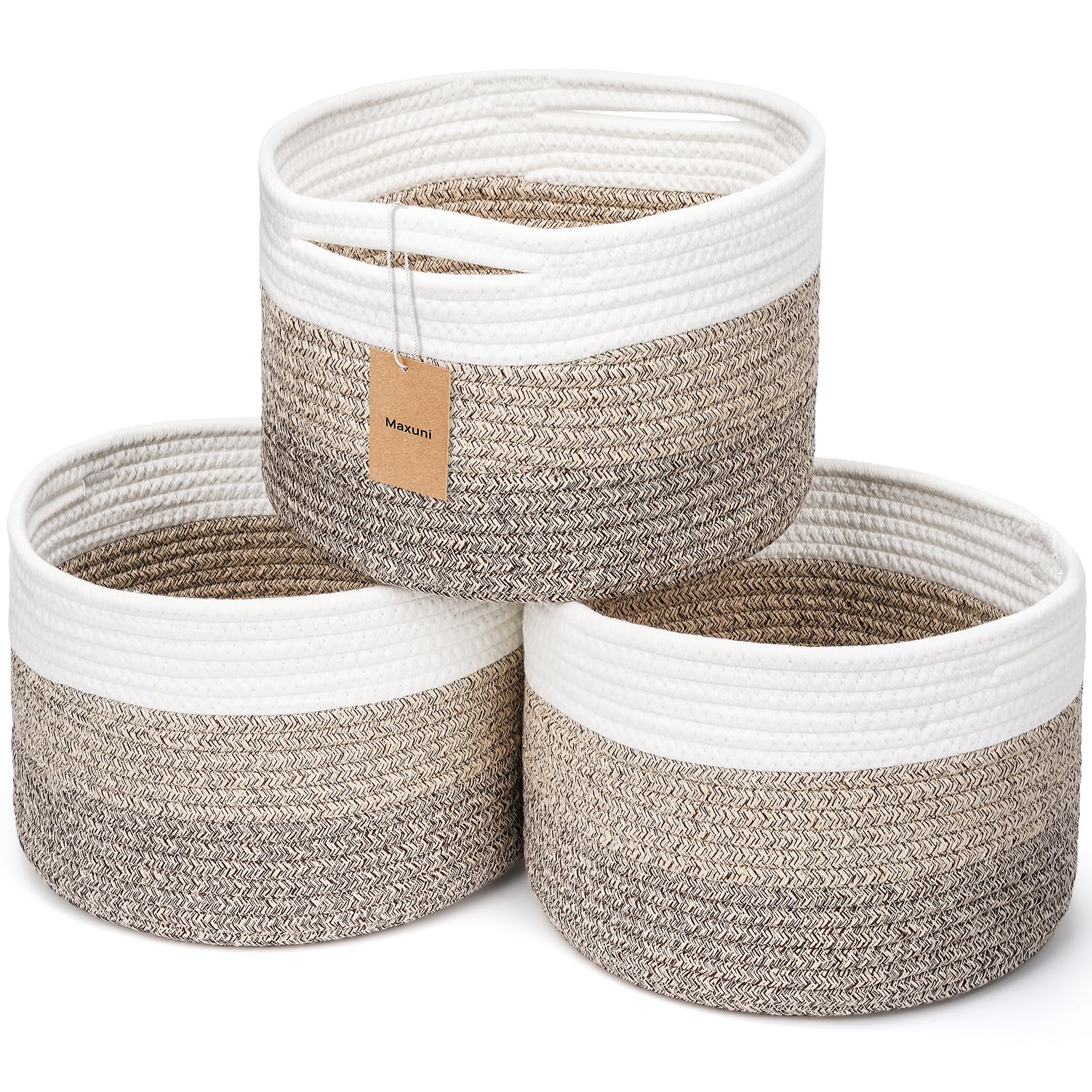 Maxuni Small Rope Baskets for Storage, Baskets for Gifts Empty, Cute Round Woven Basket, Decorative Shelf Baskets 9.82?.82?.1 , 