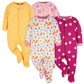 Onesies Brand Baby Girl'S 4-Pack Sleep 'N Play Footies Multi Pack, Fox, Newborn