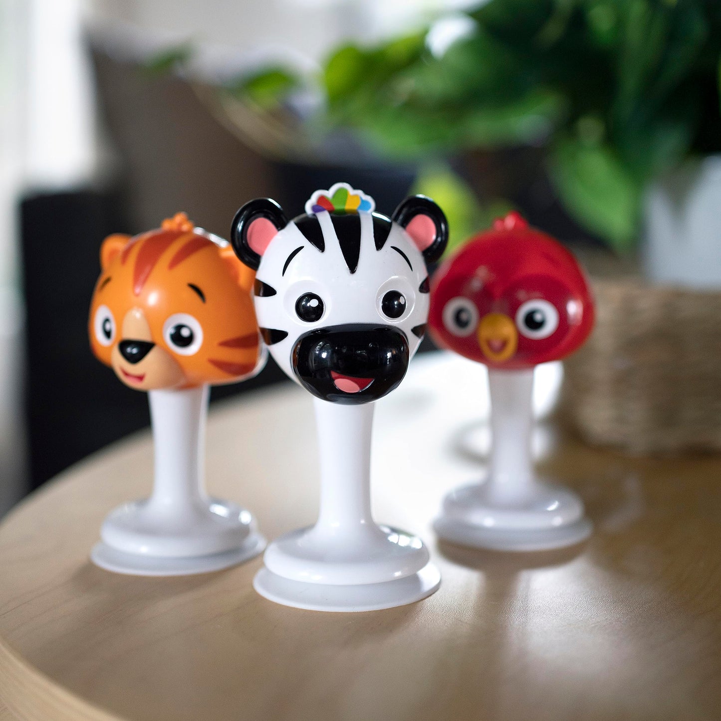 Baby Einstein Rattle & Jingle Trio High Chair Suction Toys Take-Along Musical Rattle  Set Age 6 Months +, Multicolor, 3 Count
