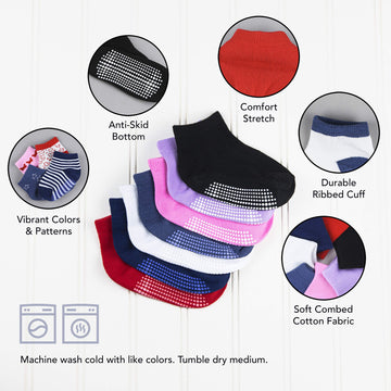 Debra Weitzner 12 Pairs Non-Slip Toddler Socks With Grips For Baby Boys And Girls - Anti-Slip Crew Socks For Infant 'S And Kids