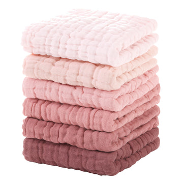 Unnivoll Muslin Baby Washcloths 6 Pack, 100% Cotton Wash Cloths For Babies, Large 12''X12'' Burp Cloths Absorbent And Soft For N
