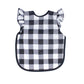Bapronbaby Flutter White Buffalo Plaid Bapron - No Neck Tie Safer Bib For Baby & Toddler - Soft Waterproof Stain Resistant - Mac