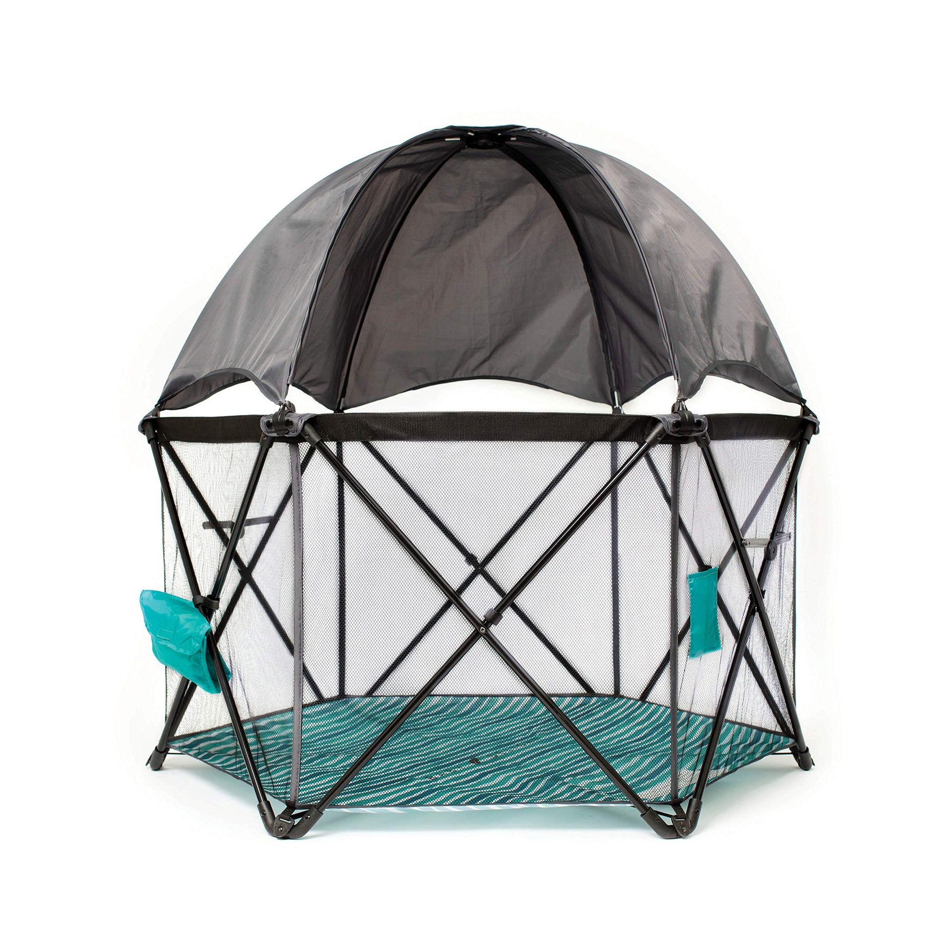 Baby Delight Go With Me Eclipse Mesh Portable Playard  Playpen  Sun Canopy  Indoor And Outdoor  Watercolor Stripe Base