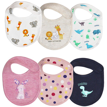 Real Baby Pure Cotton Bibs Multicolored (02 Years, Pack Of 6)