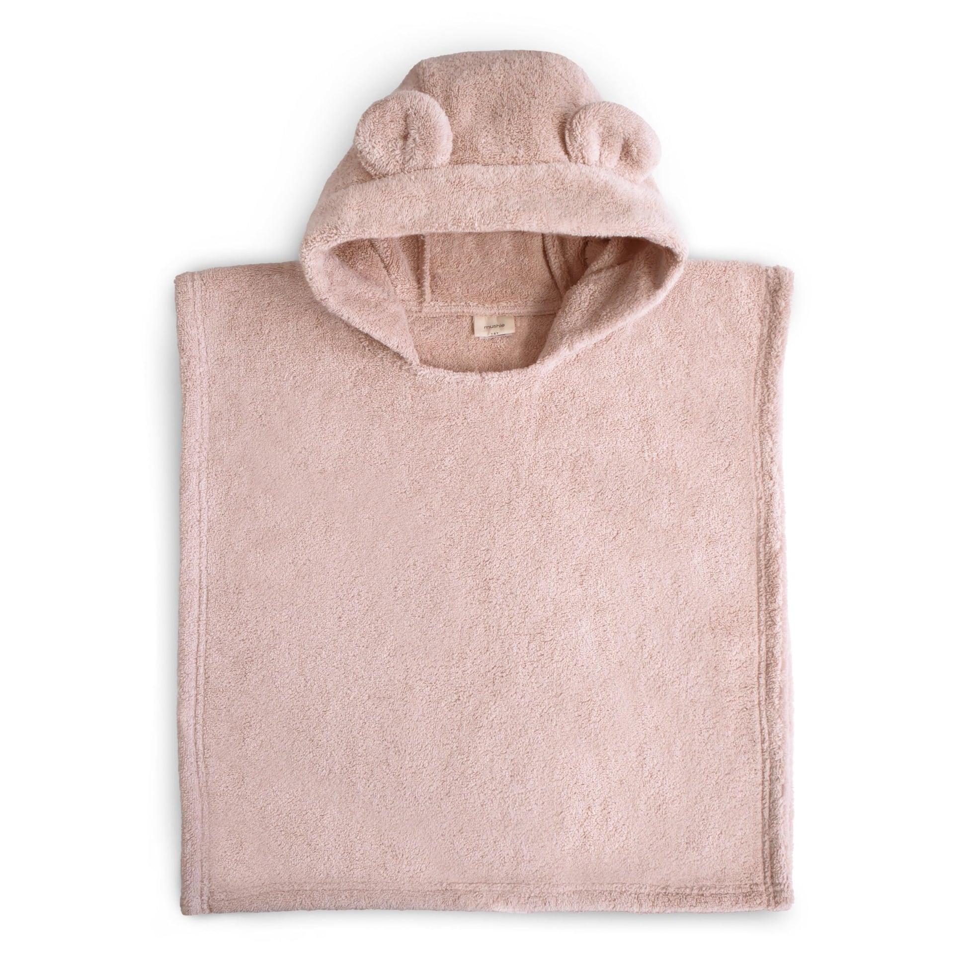 Mushie Poncho Towel For Toddlers And Kids (Blush) | Organic Terry Cotton | Ages 1-3 Years