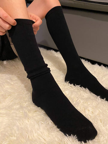 Judanzy 3 Pairs Of Boys And Girls Solid Knee High Uniform Socks For School, Soccer, Football, Afo Etc. (2-4 Years, Black)