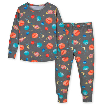 Gerber Unisex Baby Toddler Buttery Soft 2-Piece Snug Fit Pajamas With Viscose Made From Eucalyptus, Space, 2T