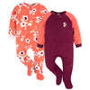 Gerber Baby Girls Flame Resistant Fleece Footed Pajamas 2-Pack, Purple Flower Toss, 6-9 Months