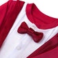 Lilax Baby Boy Gentleman Tuxedo Footie Christmas Holiday Outfit With Bow Tie (12 Months, Red)