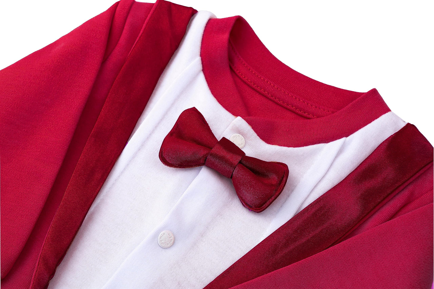 Lilax Baby Boy Gentleman Tuxedo Footie Christmas Holiday Outfit With Bow Tie 9M Red