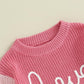 Baby Girl Cute Long Sleeve Crew Neck Love Embroidery Sweater Toddler Valentine Day Outfits (Pink Love, 18-24 Months)
