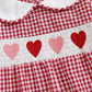Rarjuiey My First Valentines Day Baby Girl Outfits Newborn Smocked Bubble Romper Plaid Heart Bodysuit Valentines Day Clothes (Re