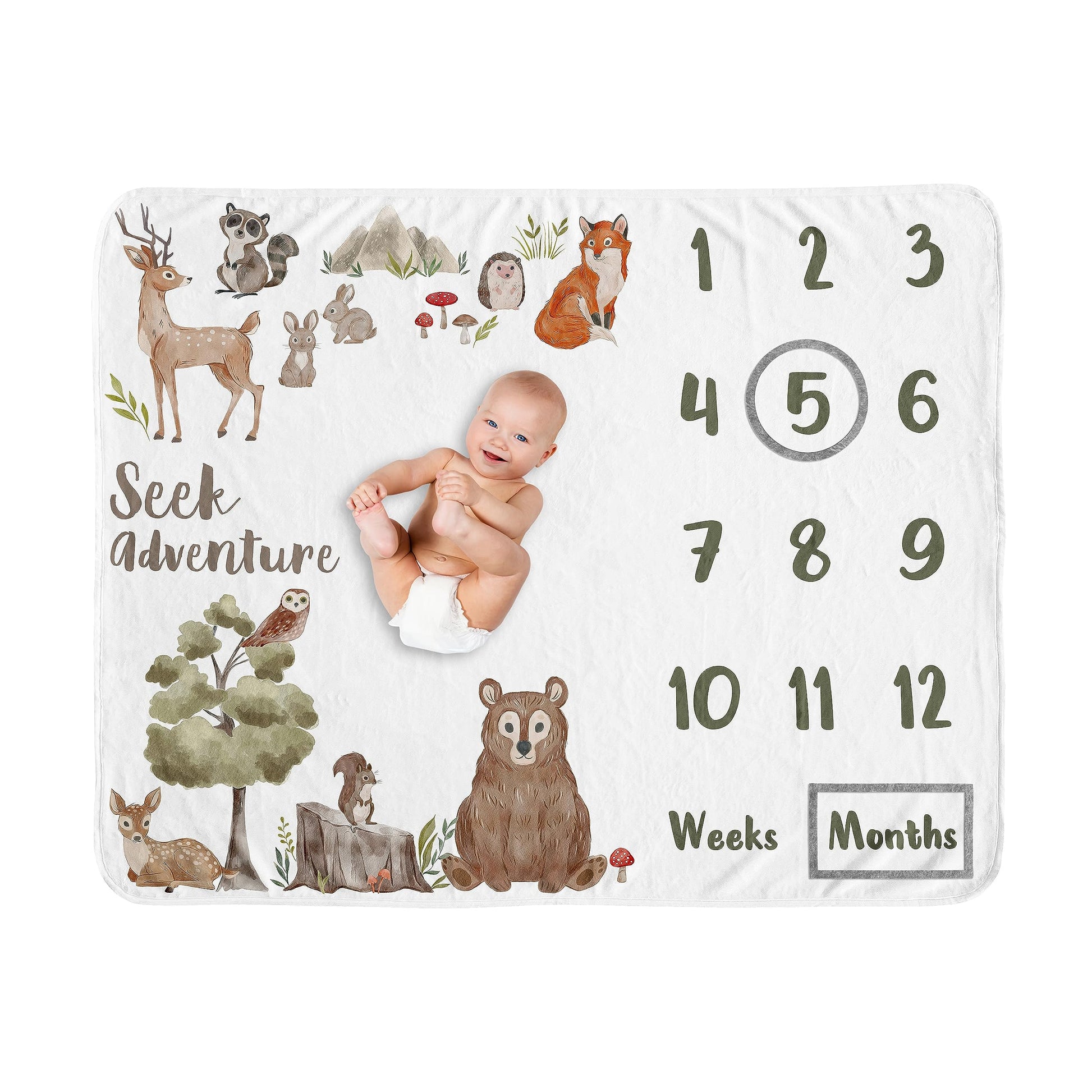 Sweet Jojo Designs Woodland Forest Animals Boy Girl Gender Neutral Unisex Baby Milestone Blanket Newborn Monthly First Year Phot