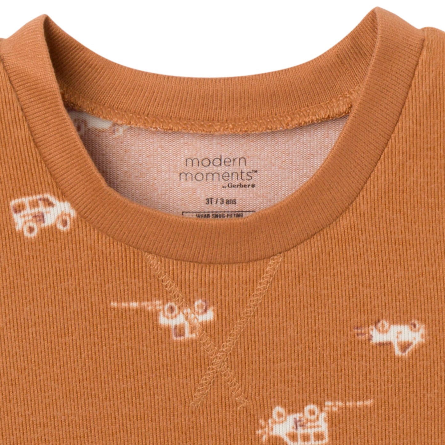 Modern Moments By Gerber Baby Hacci Snug Fit 2-Piece Pajama Set, Light Med Brown Cars, 4T