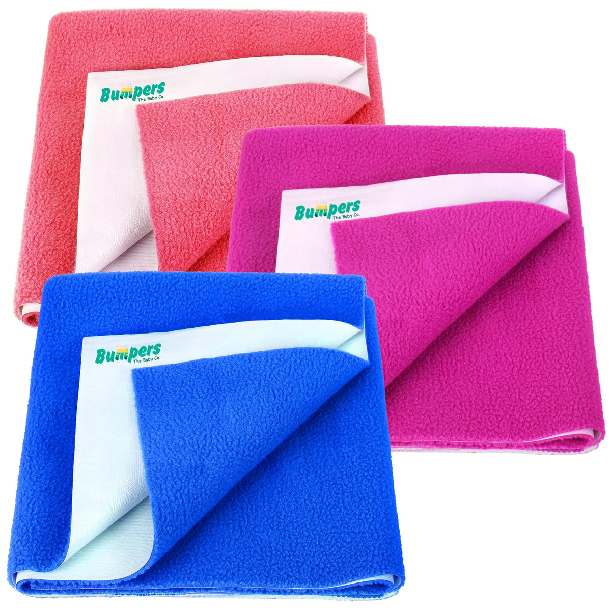 Bumpers AntiPiling Quick Dry & Absorbent Sheet Polycotton Baby Bed Protecting Waterproof Mat (Royal Blue, Rani Pink, Salmon Ros