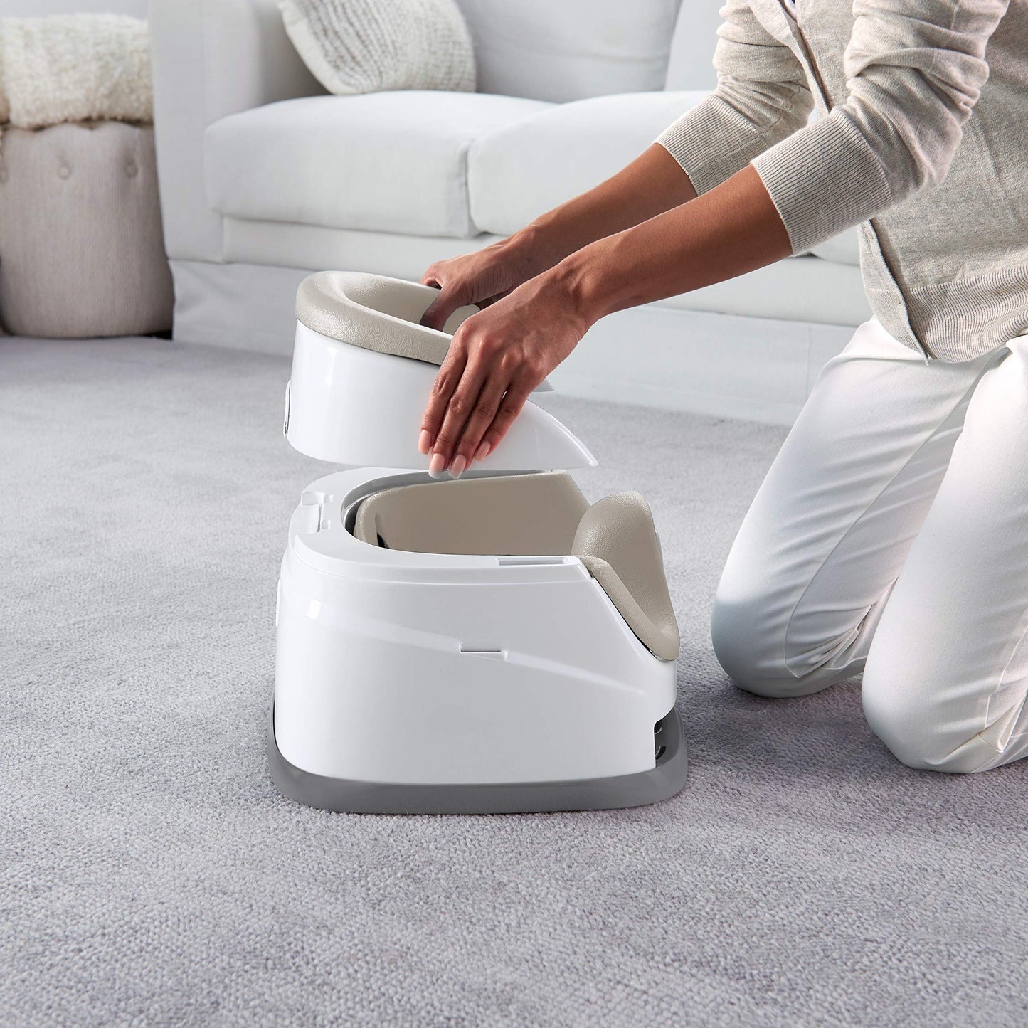 Ingenuity Baby Base 2-in-1 Booster Feeding and Floor Seat with Self-Storing Tray - Cashmere