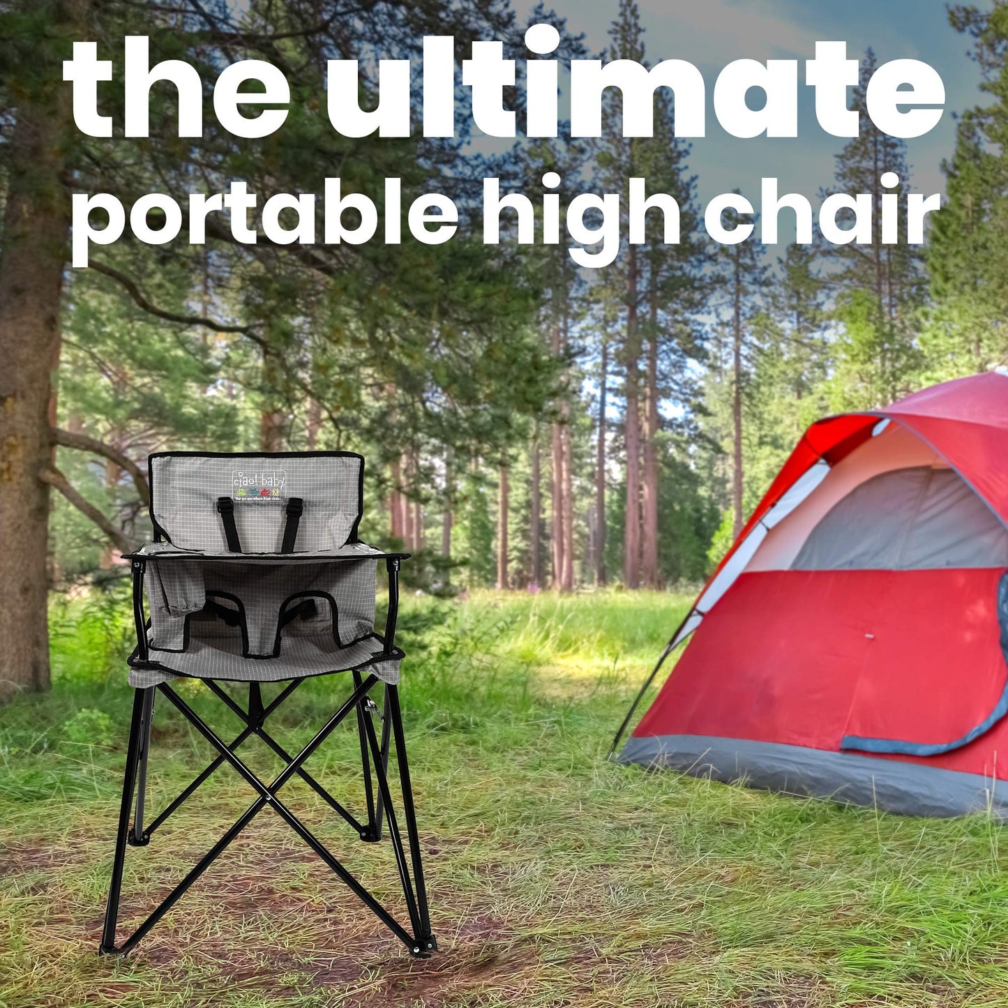 ciao! baby Portable High Chair for Babies and Toddlers, Compact Folding Travel High Chair with Carry Bag for Outdoor Camping, 1