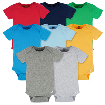 Onesies Brand Baby 8-Pack Short Sleeve Mix & Match Bodysuits, Solid Boy Colors, 3-6 Months