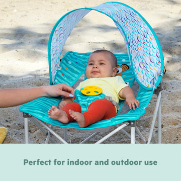 Bright Starts Disney Finding Nemo Pop 'N Chill Travel Seat, Indoor/Outdoor Use, Infant Seat With Upf 50+ Canopy, Blue, Ages 0-6
