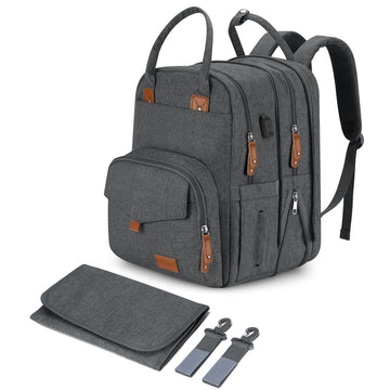 Qualyphant Diaper Bag Backpack - 35L Extra Large Diaper Bag For 2 Kids, Multi Compartments, 23 Pockets (4 Baby Bottle Pockets) -