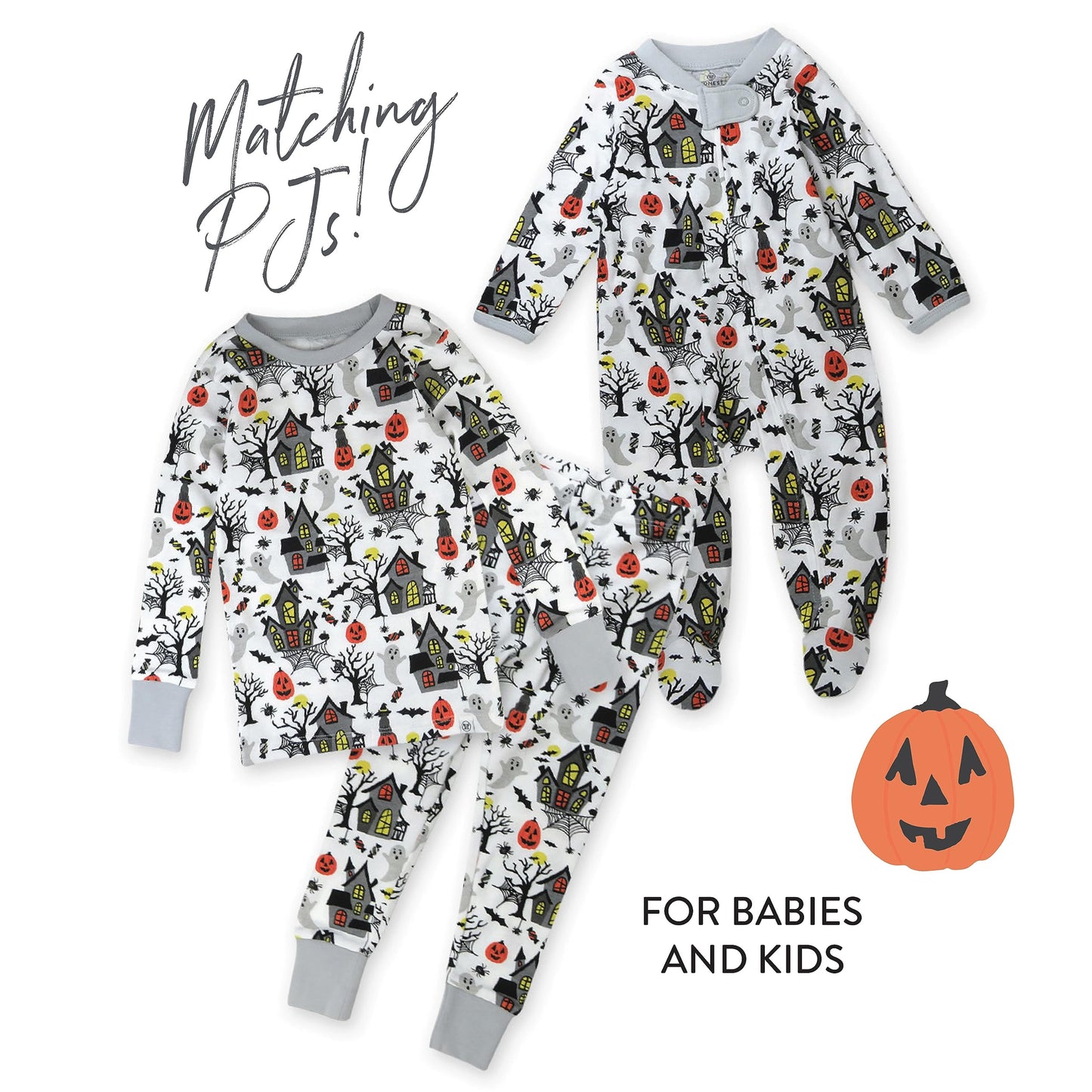 Honestbaby Sleep And Play Footed Pajamas One-Piece Sleeper Jumpsuit Zip-Front Pjs Organic Cotton For Baby Boys, Unisex, Haunted