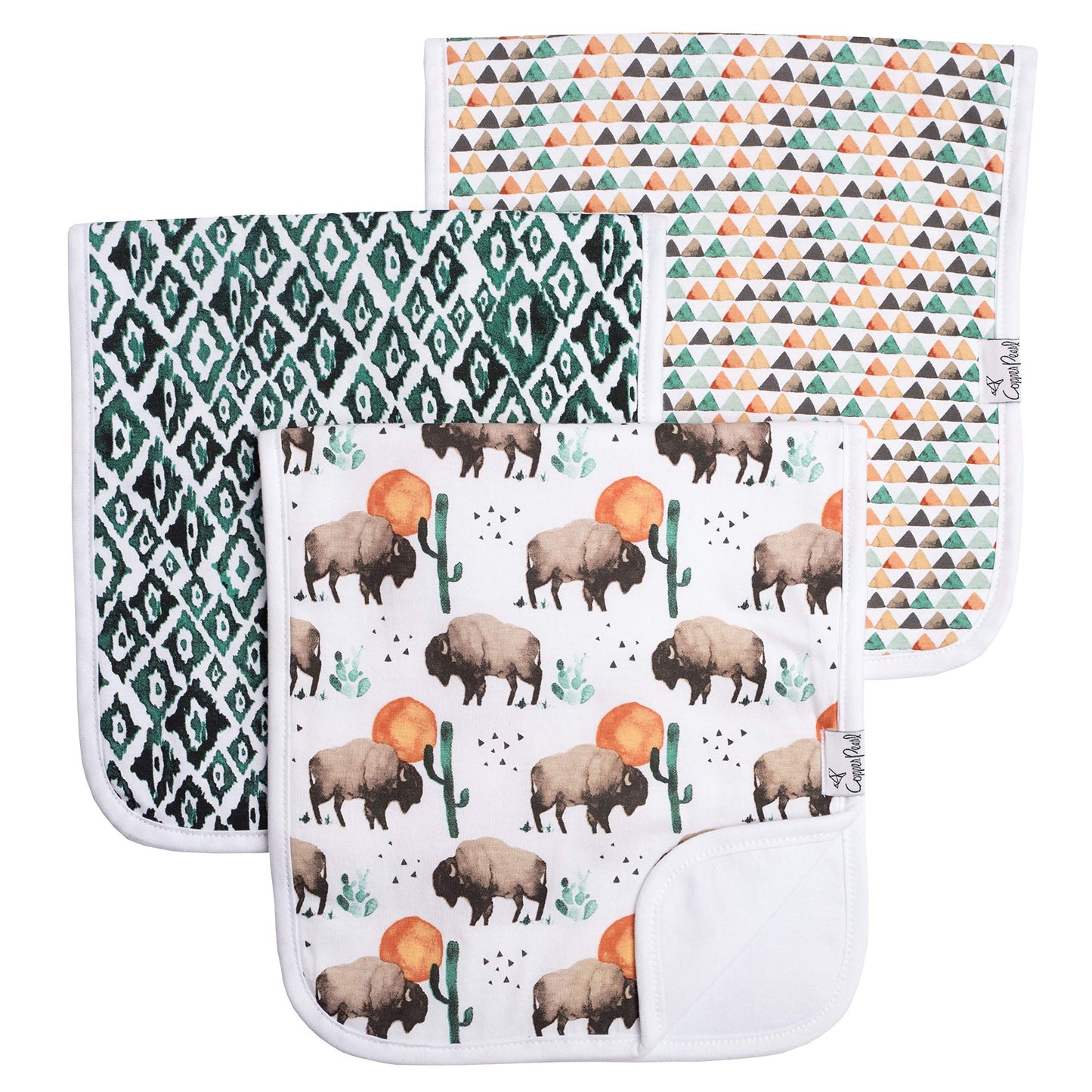 Copper Pearl Baby Burp Cloth Large 21X10 Size Premium Absorbent Triple Layer 3-Pack Gift Set Abison