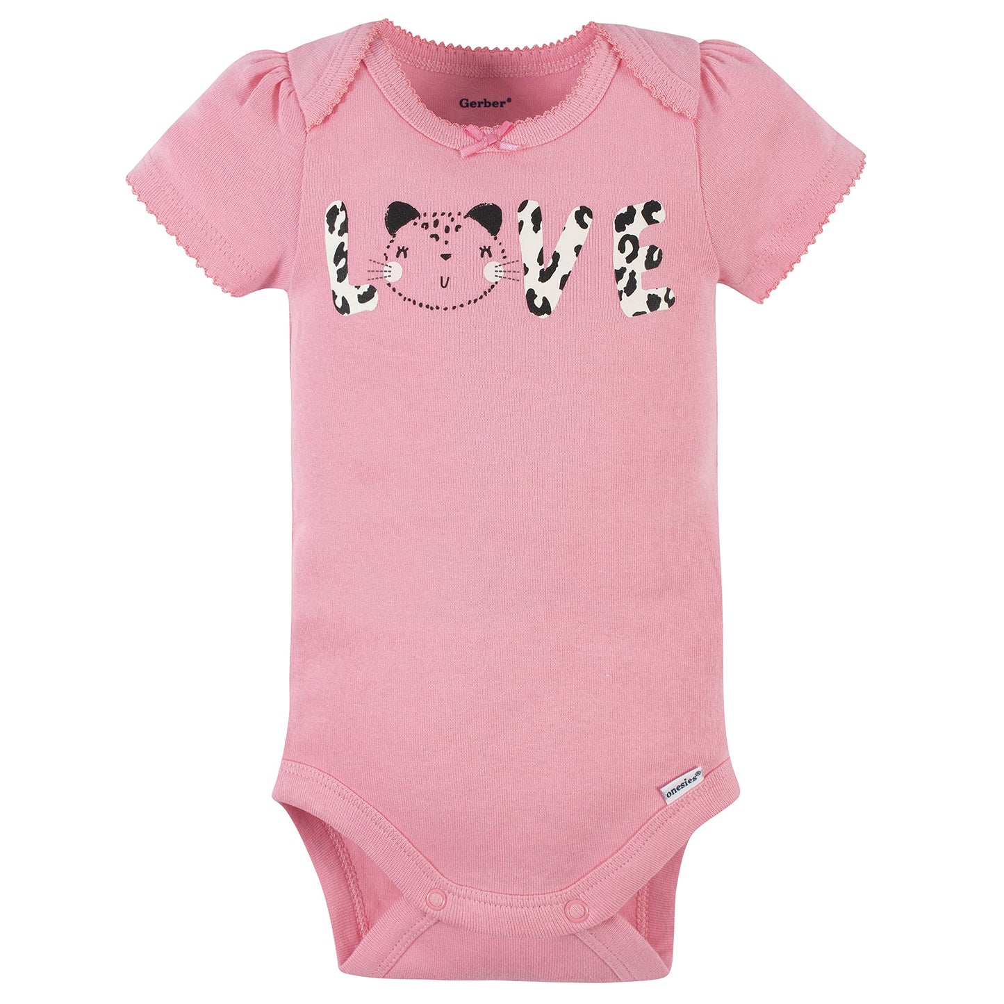 Gerber Baby Girl'S 8-Pack Short Sleeve Onesies Bodysuits, Leopard Pink, 12 Months