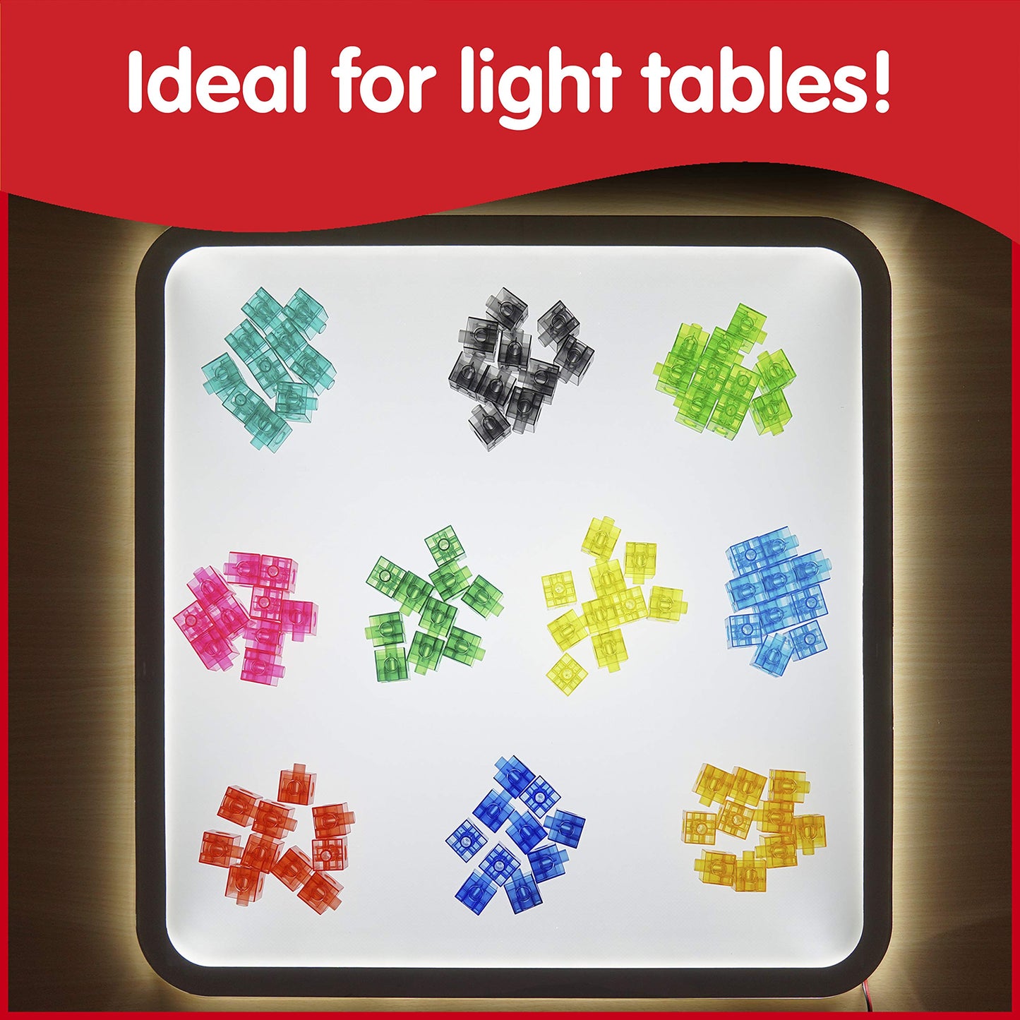 edxeducation Translucent Linking Cubes - Construction Toy for Early Math - Set of 100 - 0.8 Inch - Light Table Toy - Elementary