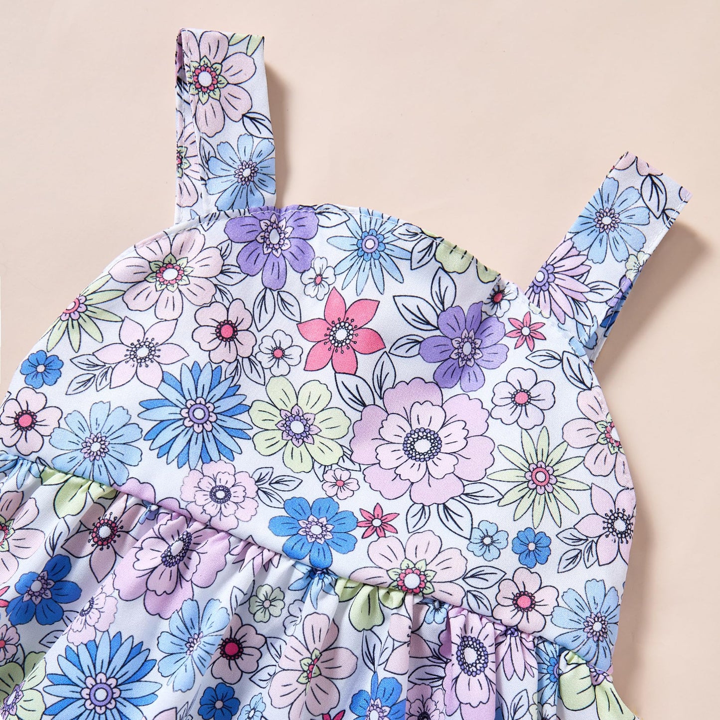 Baby Girl Dress Newborn Boho Summer Dress Halter Short Sleeve Floral Dresses Purple Baby Outfit Set Infant Clothes For Girls 0-3