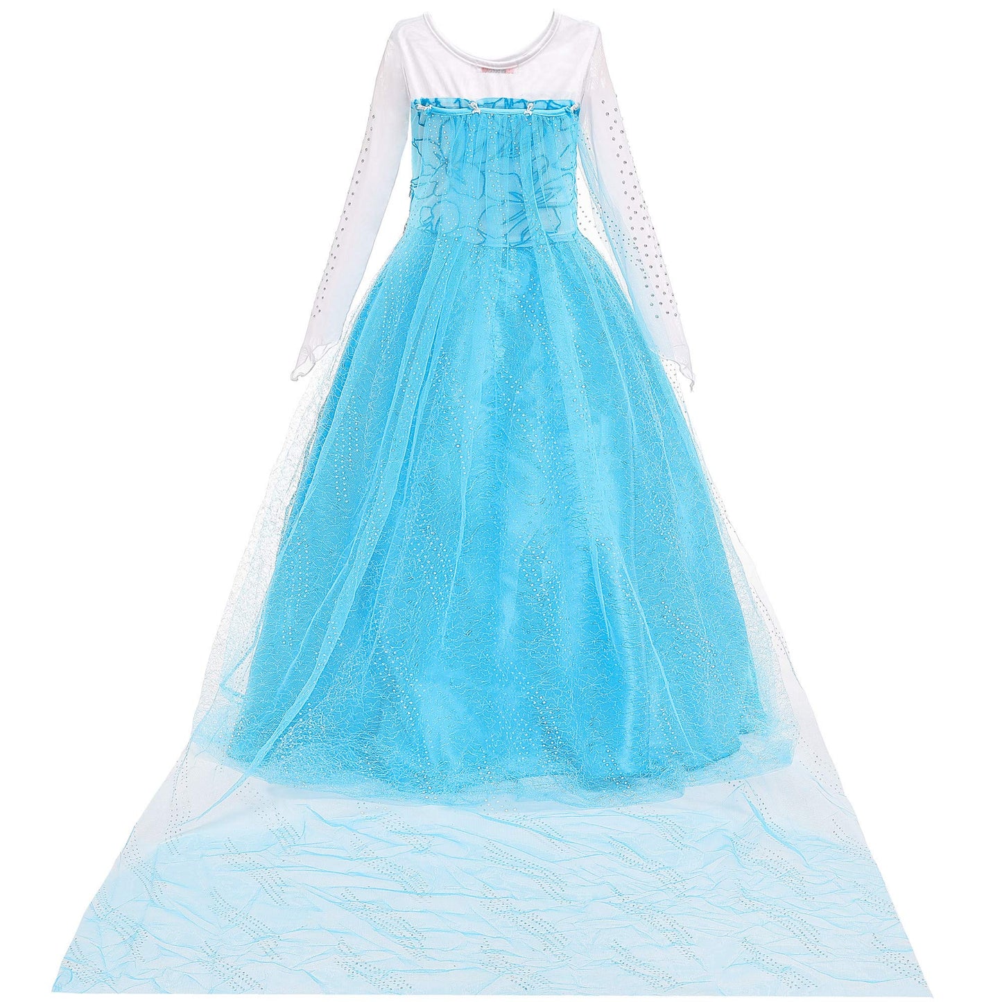 BanKids Princess Costume Birthday Party Dress Up for Little Girls with Wig,Crown,Wand,Gloves Accessories 6-7Years(Q89,130)