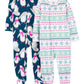Simple Joys By Carter'S Kids' Holiday Loose-Fit Flame Resistant Fleece Footed Pajamas, Fair Isle/Penguin, 6-9 Months