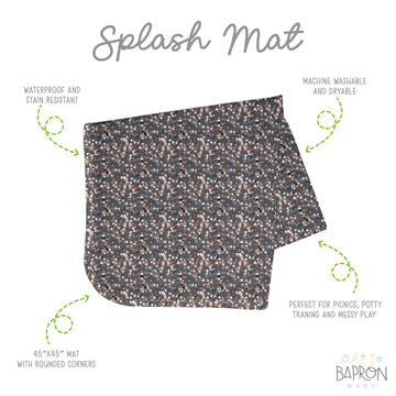 Bapronbaby Ditsy Floral Splash Mat - Waterproof Catch-All For Under High Chairs, Floors, Tables, Playtime Or Arts & Crafts - Mac