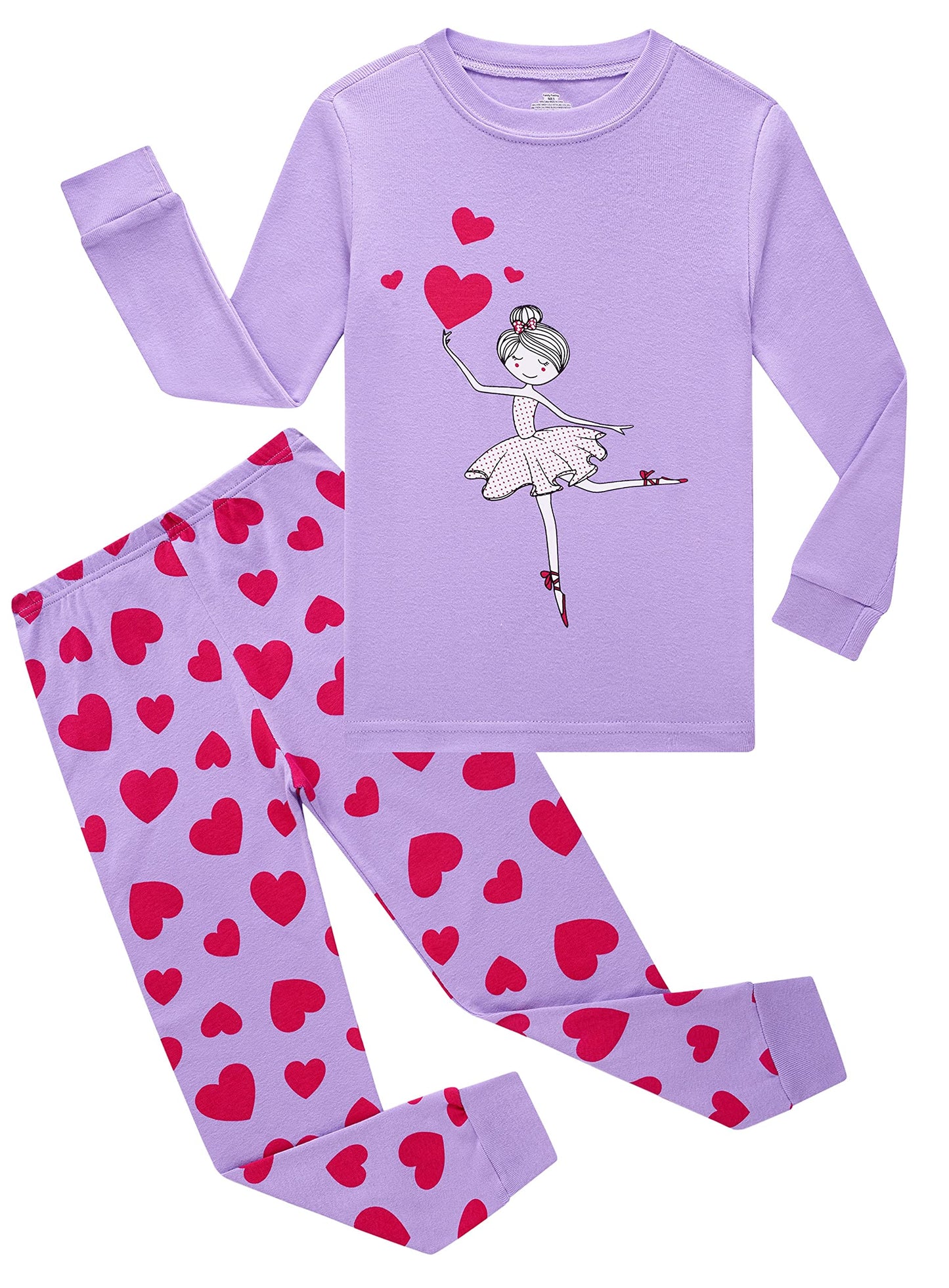 Family Feeling Baby Girls Valentine Day Love Heart Pajamas Long Sleeve Cotton Toddler Kid Pjs 12-18 Monthes