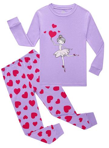 Family Feeling Baby Girls Valentine Day Love Heart Pajamas Long Sleeve Cotton Toddler Kid Pjs 12-18 Monthes