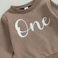 First Birthday Boy Outfit Baby Boy Crewneck Sweatshirt One Year 1St Birthday Outfit Cute Fall Winter Clothes (A-Coffee, 12-18 Mo