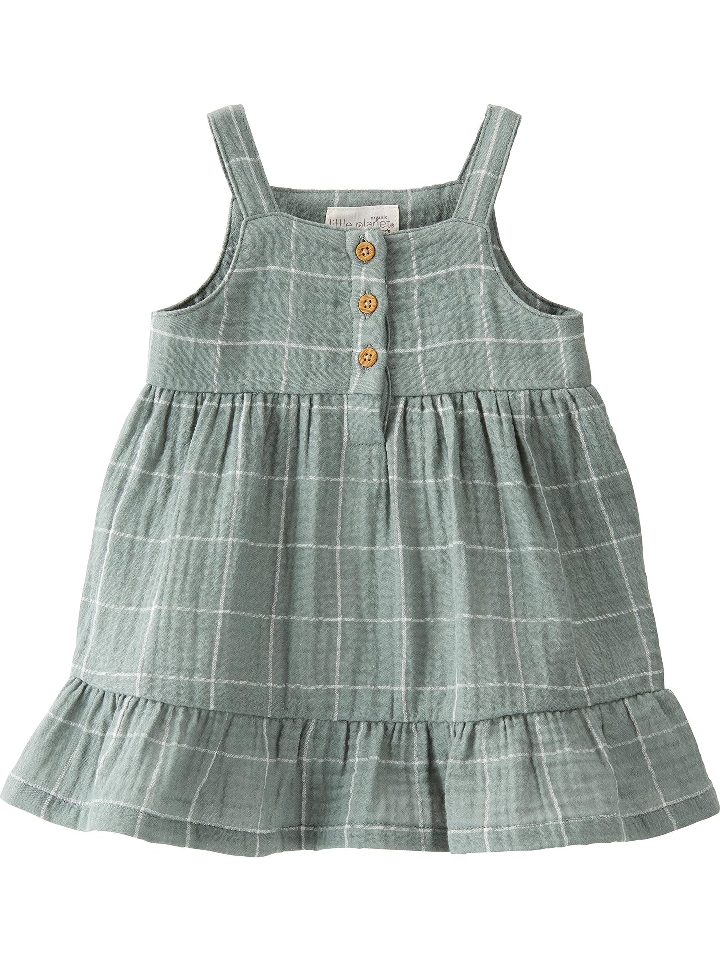 Little Planet By Carter'S Baby Girls' Organic Cotton Dress, Spring Moss Plaid, Newborn