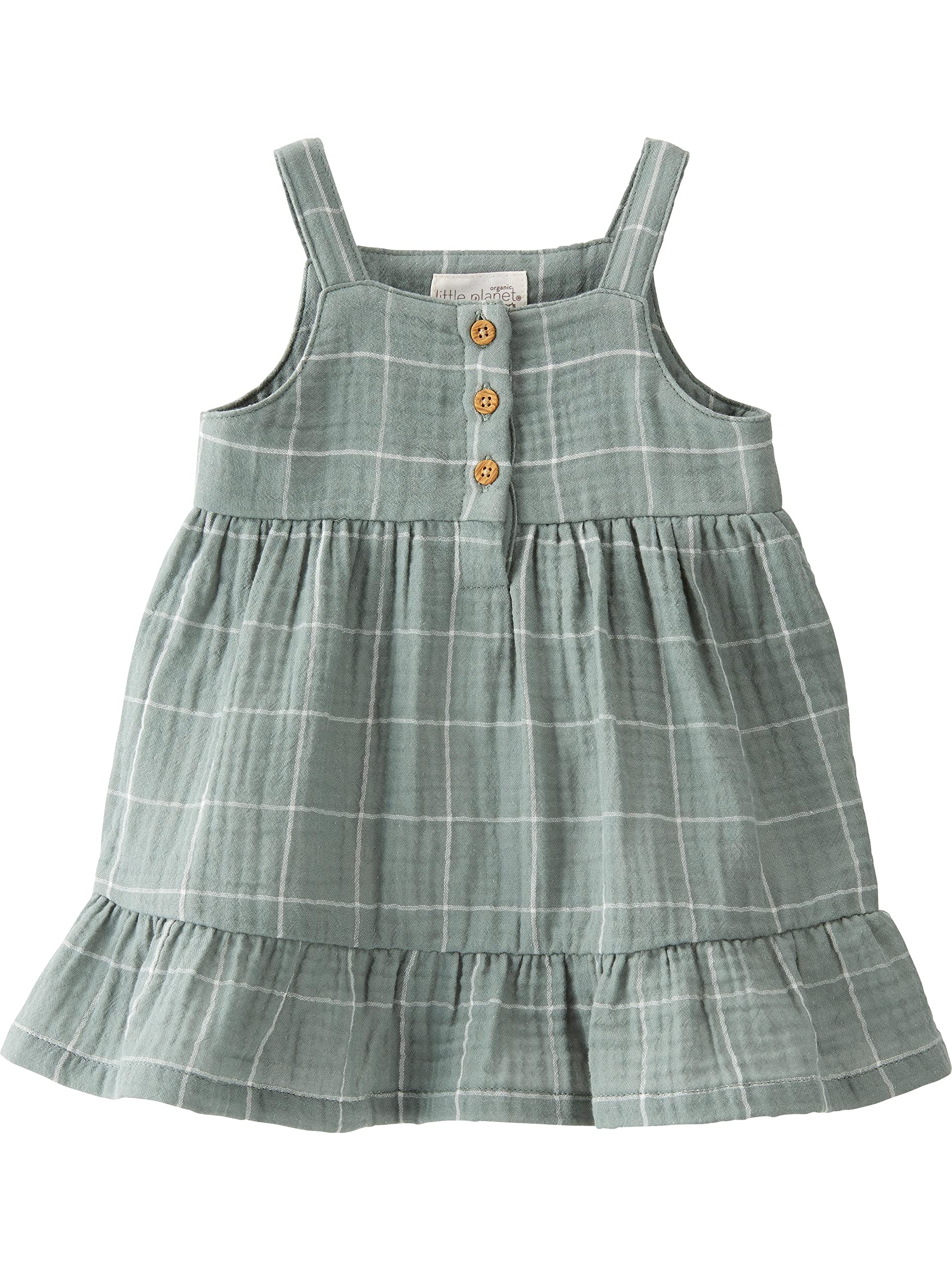 Little Planet By Carter'S Baby Girls' Organic Cotton Dress, Spring Moss Plaid, Newborn