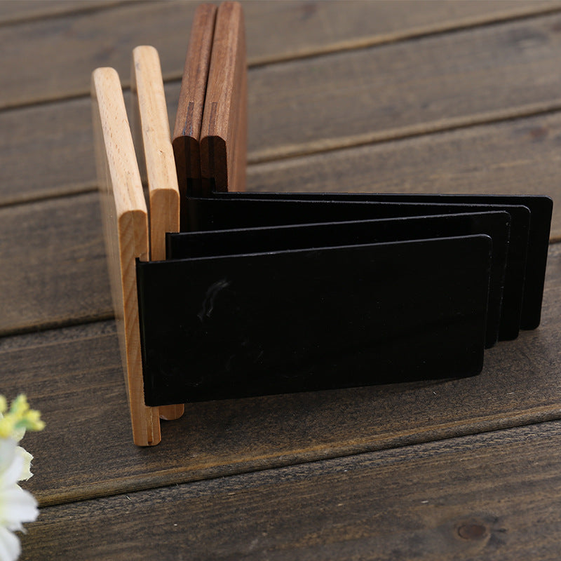 Japanese Style Simple Wooden Book Stand Creative Black Walnut Wood Thickened Bookshelf Bookend Student's Solid Wood Bookend Logo
