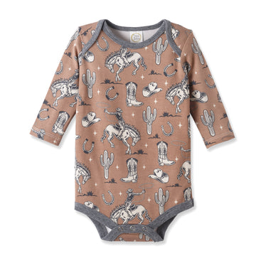 Wild Wrangler/Brown Western Cowboy Bamboo Baby Boy Bodysuit