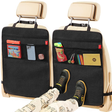 Helteko Back Seat Protector For Car, 2 Pack Premium Kick Mats For Kids, Extra Large Car Seat Cover For Backseat With Mesh Pocket