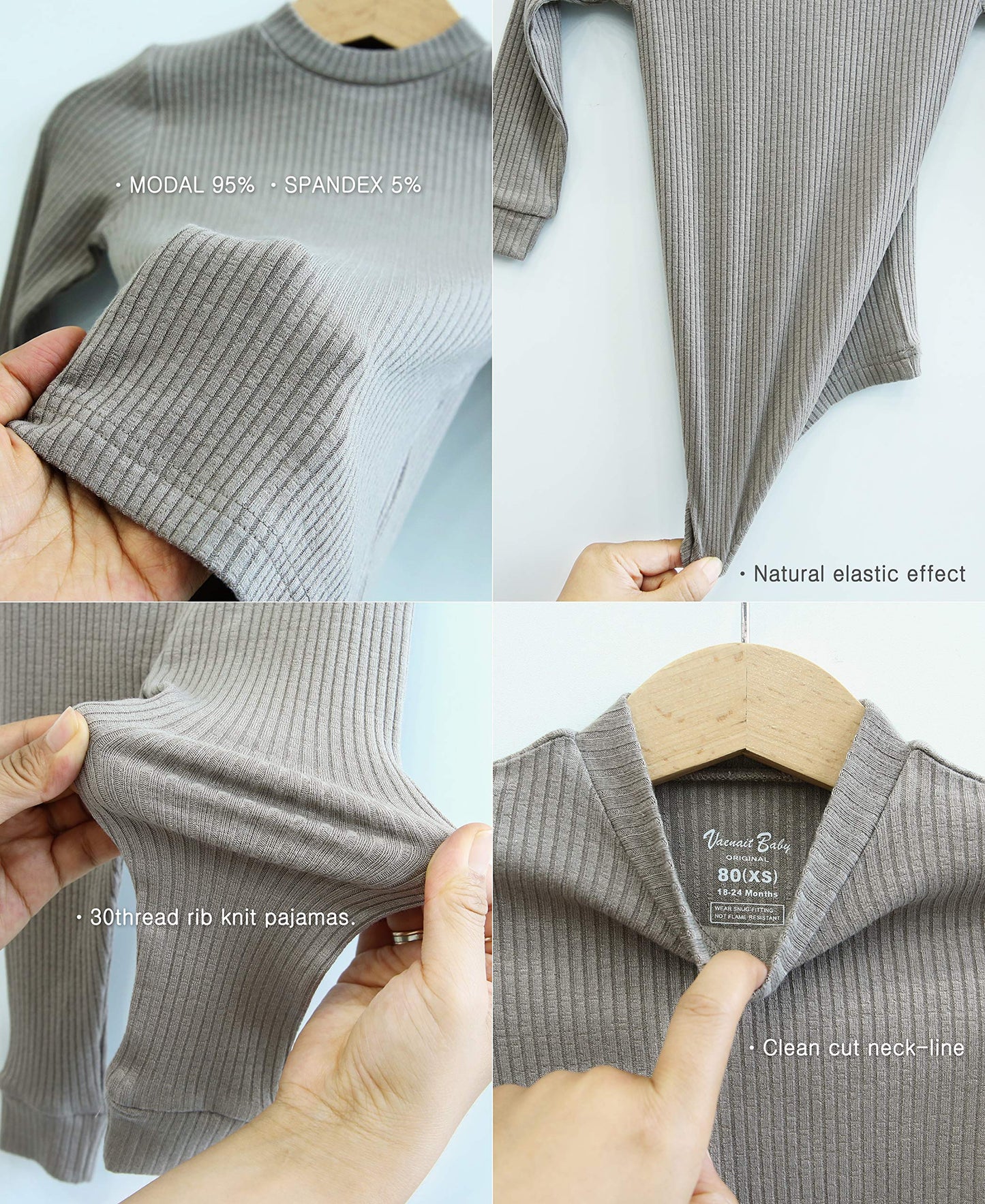 Vaenait Baby Infant Toddler Kids Girls Boys Modal Sleepwear Pajamas 2Pcs Set Rib Knit Red Xs