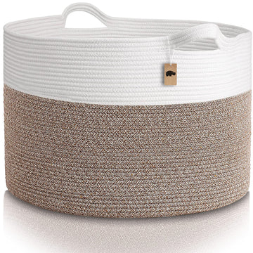 Little Hippo XXXL Cotton Rope Basket (22x14) 100% Natural Cotton! Baby Gift, Large Blanket Storage for Living Room, Toy and Pill