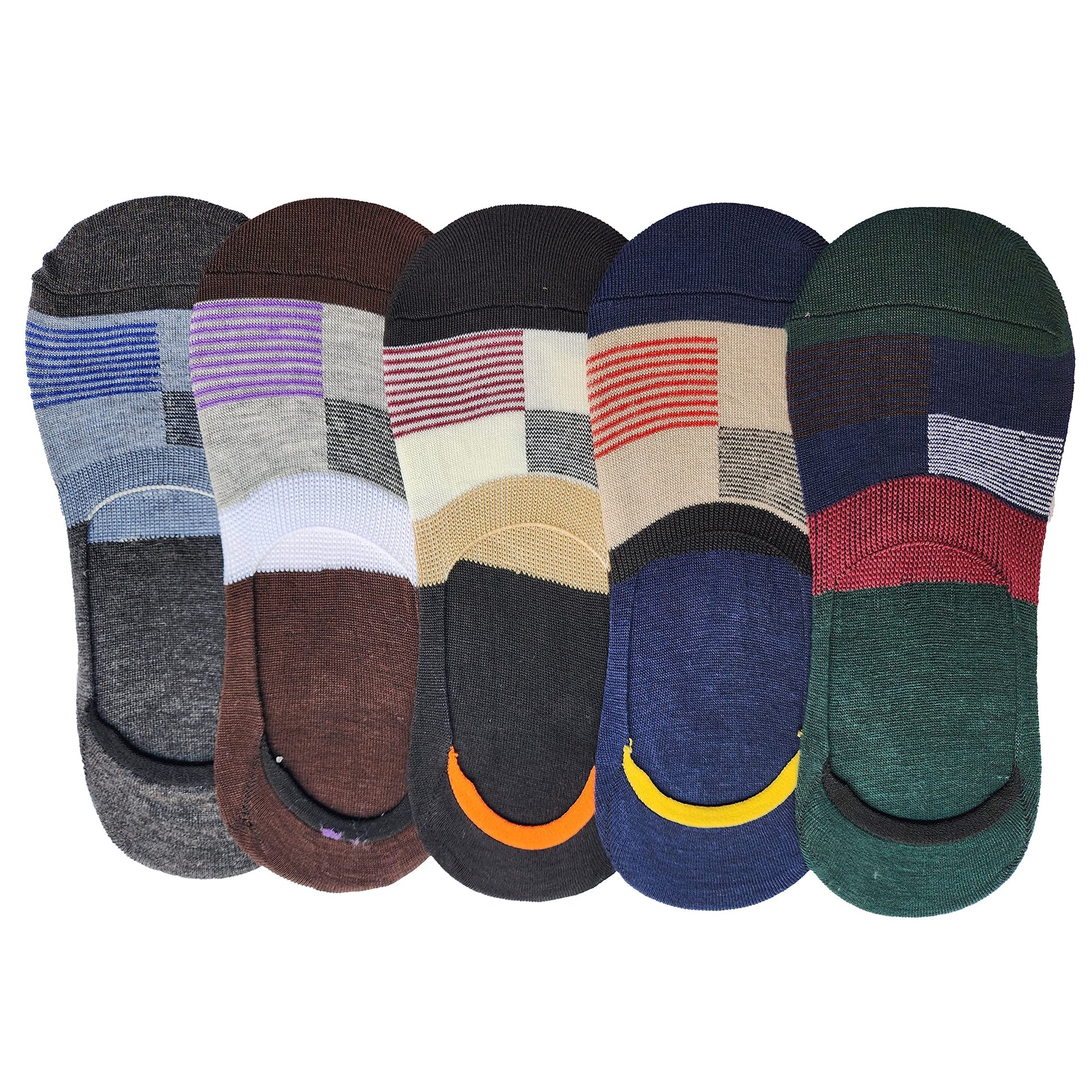 Queery Men Cotton No Show Invisible Loafer Socks Pack Of 5 D8