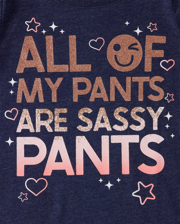 The Children'S Place|Baby-Toddler Girls Long Sleeve Graphic T-Shirt 3-Pack, A Bit Dramtic/Sassy Pants/Family-Favorite,|4T