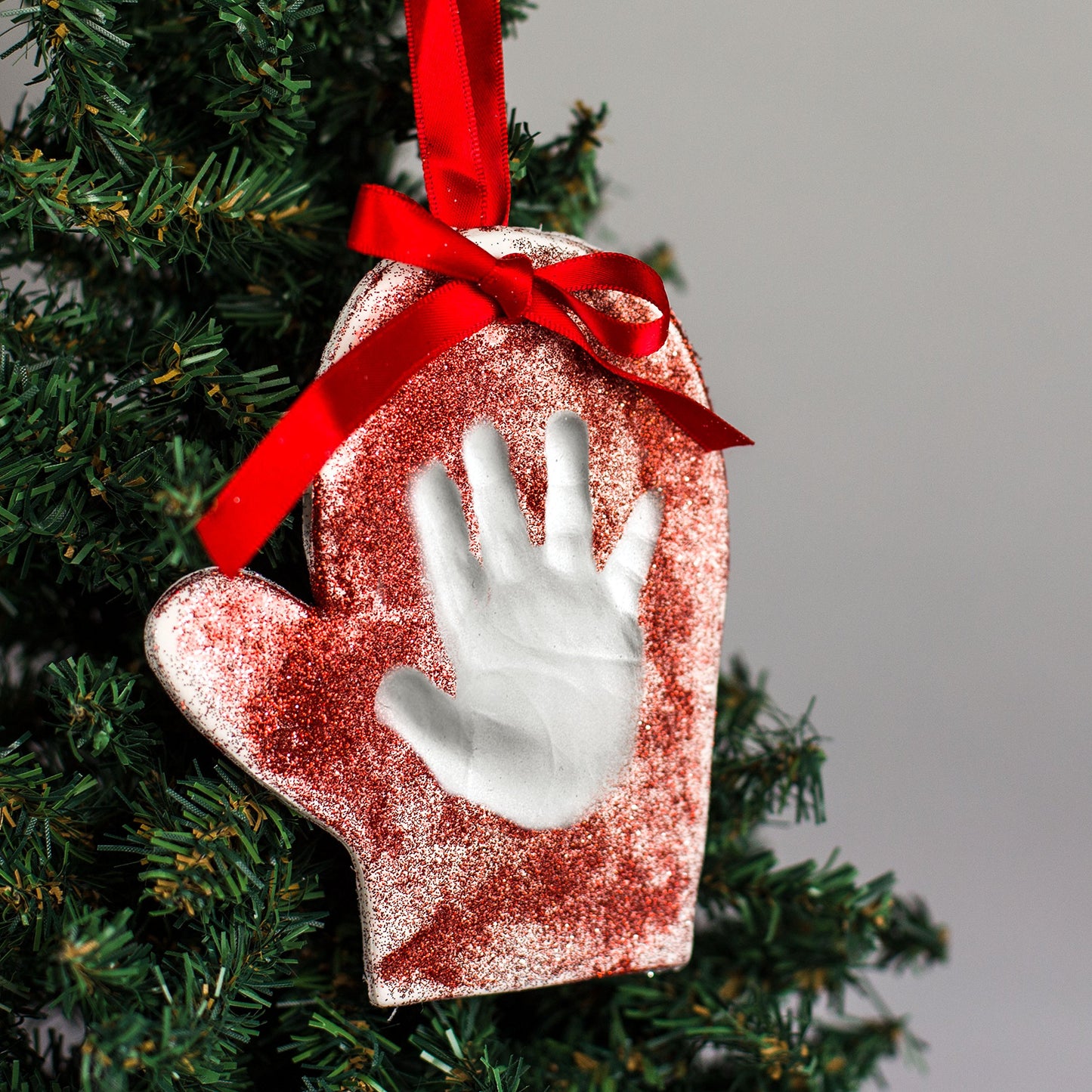 Tiny Ideas Baby'S Print Holiday Mitten Keepsake Diy Ornament With Included Impression Material For Handprint