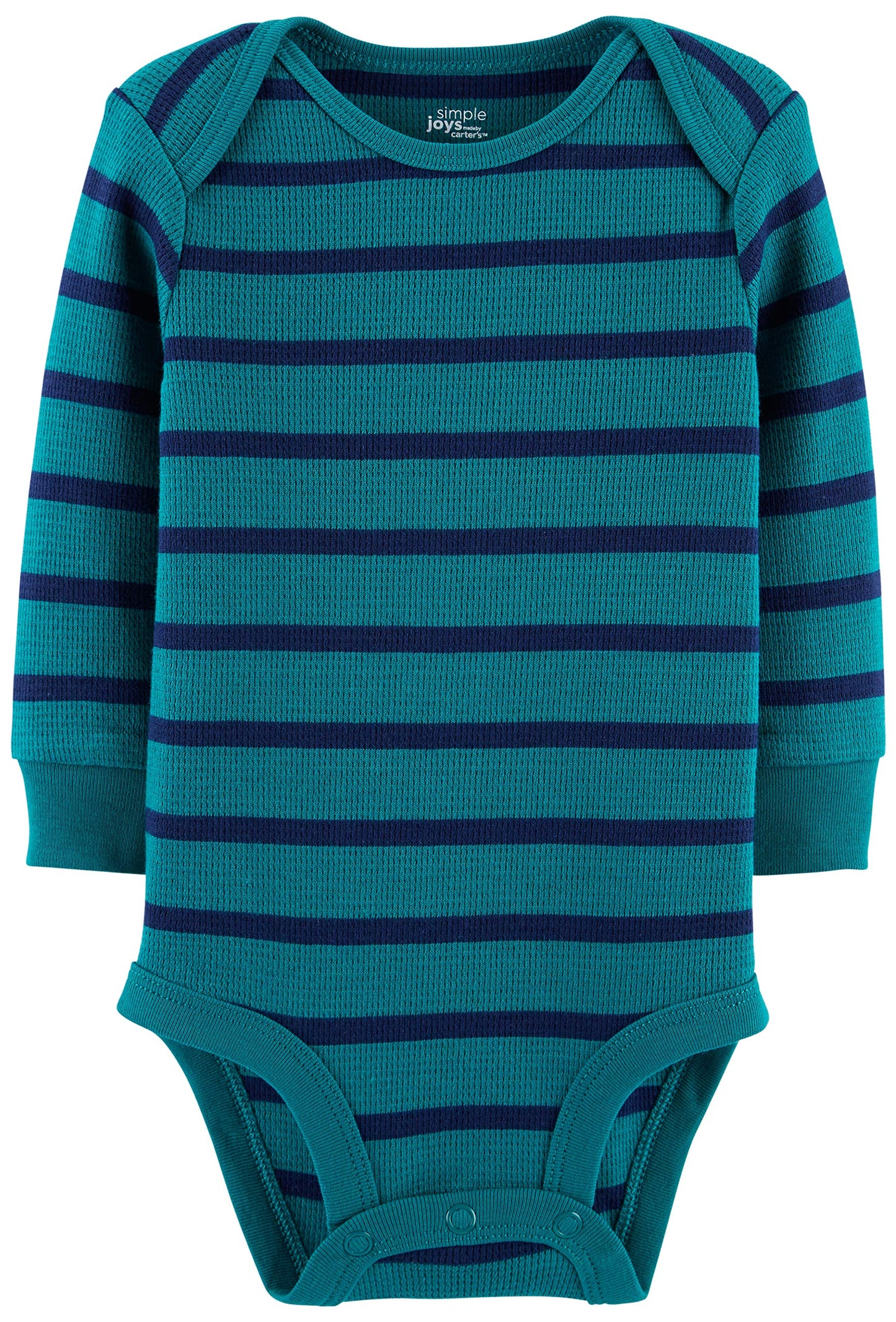 Simple Joys By Carter'S Unisex Babies' Long-Sleeve Thermal Bodysuits, Pack Of 4, Blue Heather/Grey Heather/Stripe, 3-6 Months