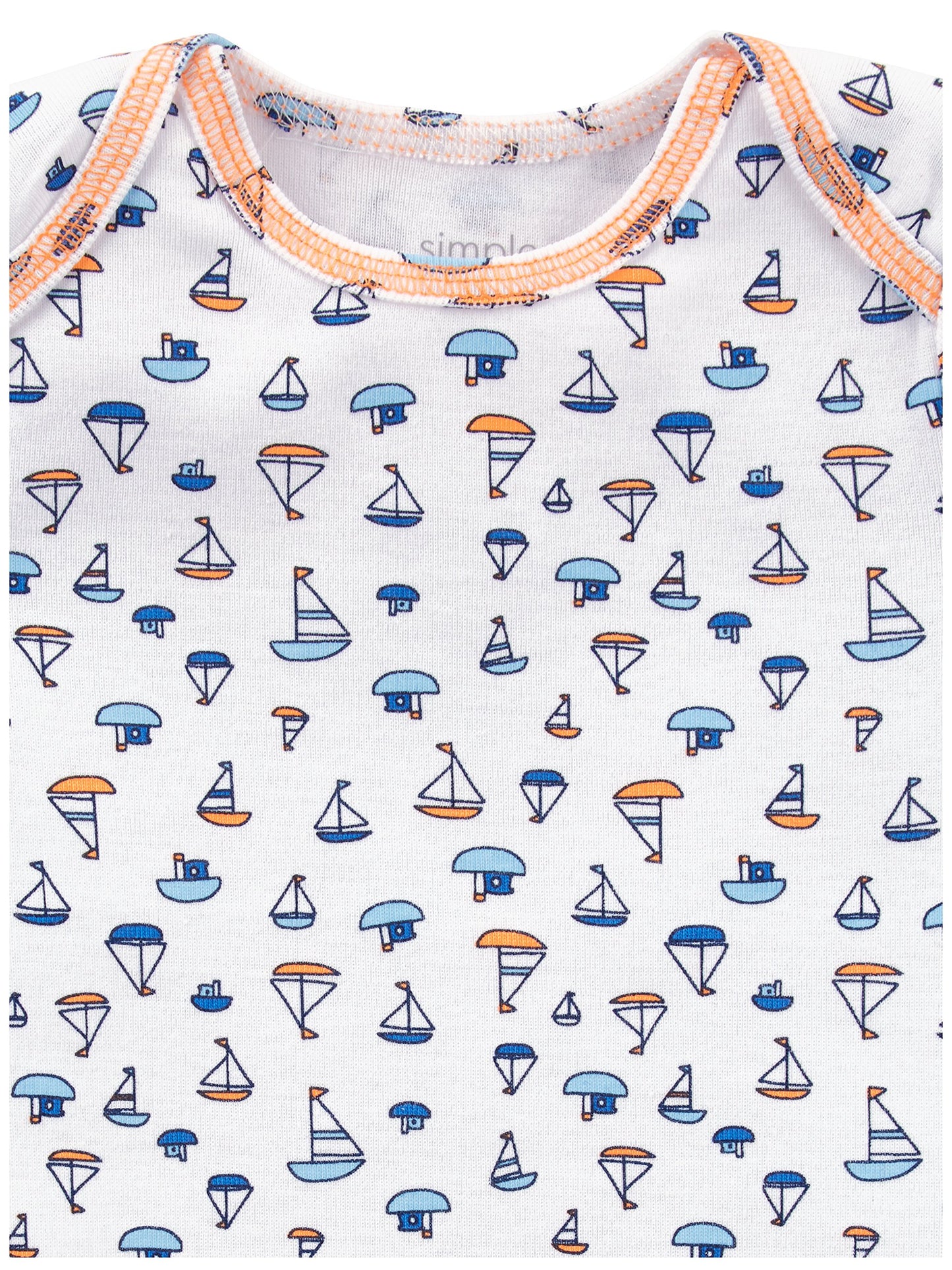 Simple Joys By Carter'S Baby Boys' 5-Pack Long-Sleeve Bodysuit, Blue/Grey Heather/Navy Stripe/Orange/White Sailboats, Newborn